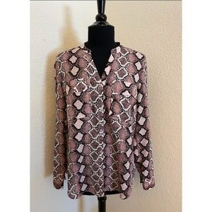 Jones New York Button Up Snake Print Top - Sz M